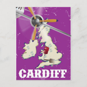 Cartão Postal Cartaz de Viagem Antigo Cardiff País de Gales
