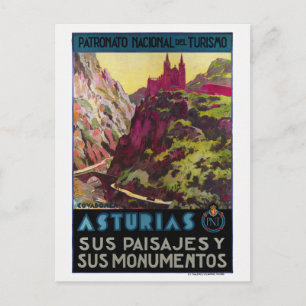 Cartão Postal Cartaz de Viagem Antigo da Astúrias Espanha