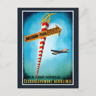 Cartão Postal Cartaz de Viagem Antigo da Checoslováquia Restaura