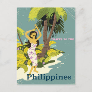 Cartão Postal cartaz de viagem antigo da ilha Filipinas