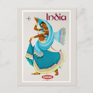 Cartão Postal Cartaz de Viagem Antigo da Índia Restaurado