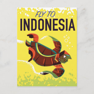 Cartão Postal Cartaz de Viagem Antigo da Indonésia