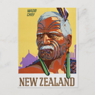 Cartão Postal Cartaz de Viagem Antigo da Nova Zelândia Restaurad