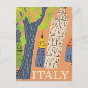 Cartão Postal Cartaz de viagem antigo da torre inclinada de Pisa