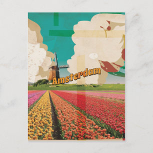 Cartão Postal Cartaz de Viagem Antigo de Amsterdã