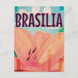 Cartão Postal Cartaz de Viagem Antigo de Brasília