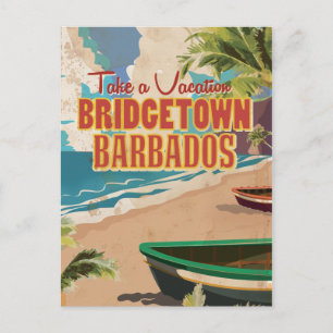 Cartão Postal Cartaz de Viagem Antigo de Bridgetown, Barbados