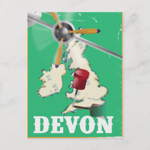 Cartão Postal cartaz de viagem antigo de Devon