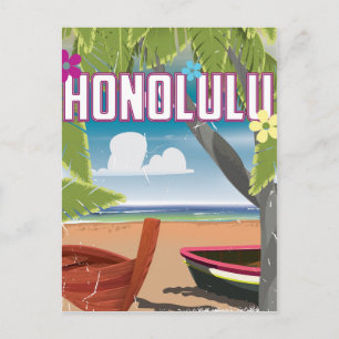 Cartão Postal Cartaz de viagem antigo de Honolulu, Havaí, EUA.