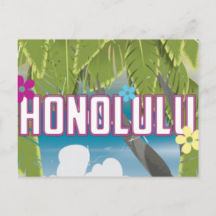 Cartão Postal Cartaz de viagem antigo de Honolulu, Havaí, EUA.