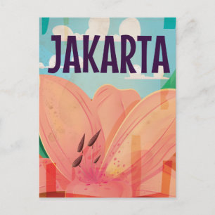 Cartão Postal Cartaz de Viagem Antigo de Jacarta