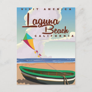 Cartão Postal Cartaz de Viagem Antigo de Laguna Beach Califórnia