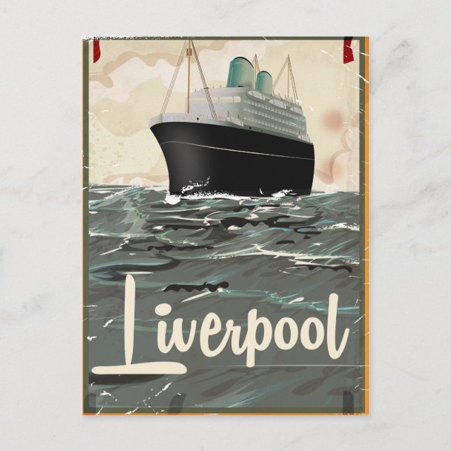 Cartão Postal Cartaz de viagem antigo de Liverpool (Frente)