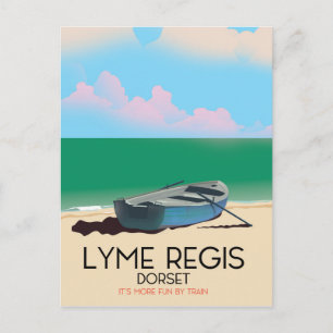 Cartão Postal Cartaz de viagem antigo de Lyme Regis, dorset.