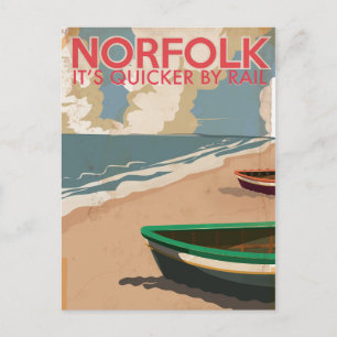 Cartão Postal Cartaz de Viagem Antigo de Norfolk, Inglaterra
