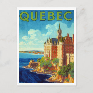Cartão Postal Cartaz de Viagem Antigo de Quebec - Château Fronte