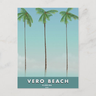 Cartão Postal Cartaz de viagem antigo de Vero Beach Flórida