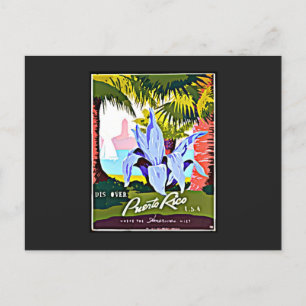 Cartão Postal Cartaz de Viagem Antigo 'Descubra Porto Rico'