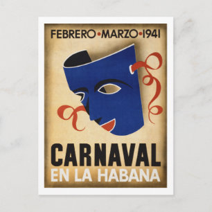 Cartão Postal Cartaz de Viagem Antigo do Carnaval de Havana Rest