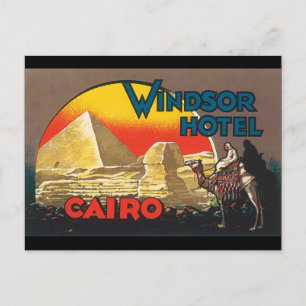 Cartão Postal Cartaz de Viagem Antigo do Hotel Windsor Cairo