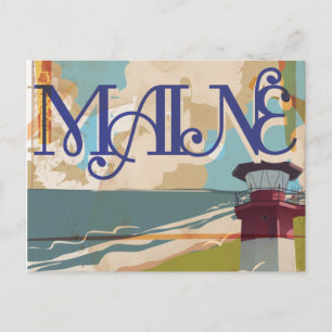 Cartão Postal Cartaz de Viagem Antigo do Maine