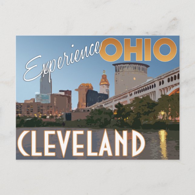 Cartão Postal Cartaz de Viagem Antigo do Meio-Oeste Cleveland Oh (Frente)