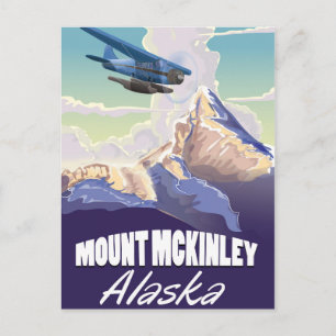 Cartão Postal Cartaz de viagem antigo do Monte McKinley