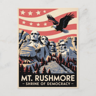 Cartão Postal Cartaz de Viagem Antigo do Mt. Rushmore
