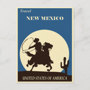Cartão Postal Cartaz de Viagem Antigo do Novo México