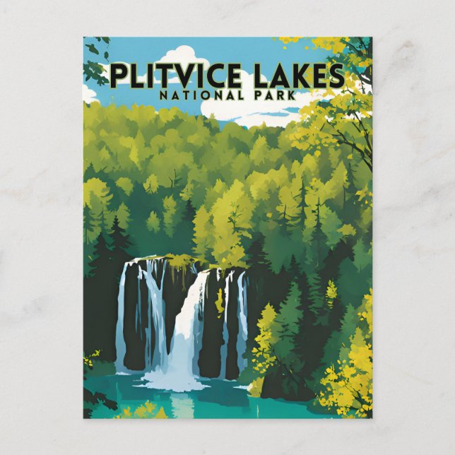 Cartão Postal Cartaz de Viagem Antigo do Parque Nacional Lago Pl (Frente)