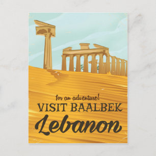 Cartão Postal Cartaz de viagem antigo do Templo de Baalbek Líban