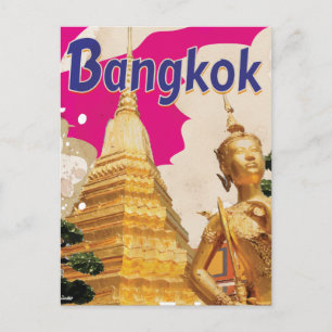 Cartão Postal Cartaz de Viagem Antigo do Wat Phra Kaeo Banguecoq