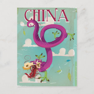 Cartão Postal Cartaz de Viagem Antigo Dragão da China
