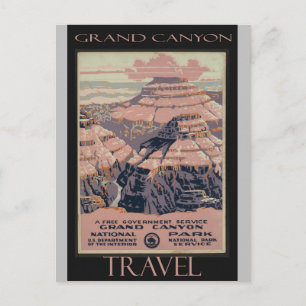 Cartão Postal Cartaz de Viagem Antigo Grand Canyon Arizona