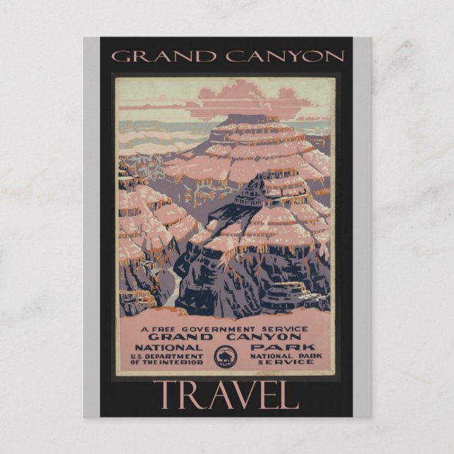 Cartão Postal Cartaz de Viagem Antigo Grand Canyon Arizona (Frente)