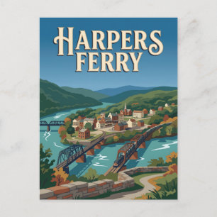 Cartão Postal Cartaz de Viagem Antigo Harpers Ferry West Virgini