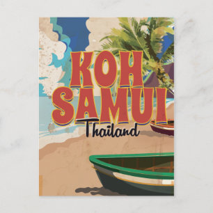 Cartão Postal Cartaz de Viagem Antigo Koh Samui, Tailândia