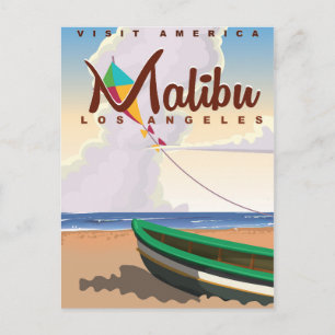 Cartão Postal Cartaz de Viagem Antigo Malibu Califórnia