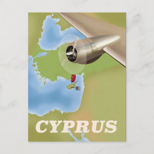 Cartão Postal cartaz de viagem antigo mapa de Chipre