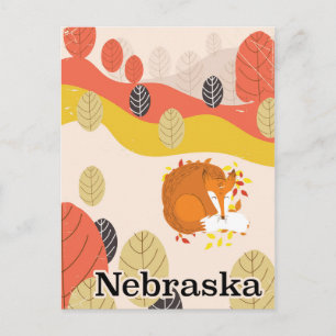 Cartão Postal cartaz de viagem antigo Nebraska Sleeping Fox