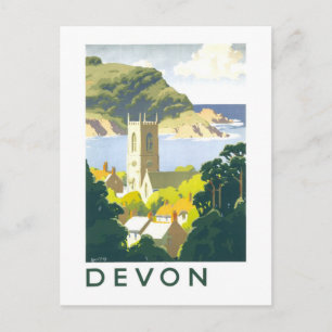 Cartão Postal Cartaz de Viagem Antigo para Devon Inglaterra