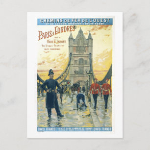Cartão Postal Cartaz de Viagem Antigo para Londres e Paris