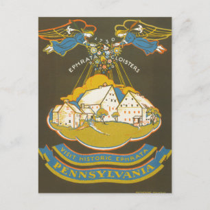 Cartão Postal Cartaz de Viagem Antigo para o Ephrata Cloister