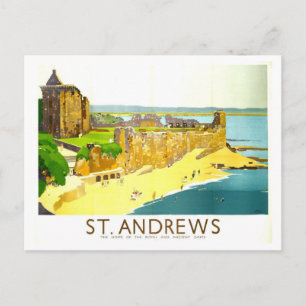Cartão Postal Cartaz de Viagem Antigo para St. Andrews na Escóci
