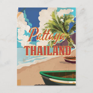 Cartão Postal Cartaz de Viagem Antigo Pattaya Tailândia