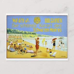 Cartão Postal Cartaz de Viagem Antigo Restaurado Bulgária Varna