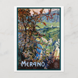 Cartão Postal Cartaz de Viagem Antigo Restaurado da Itália Meran