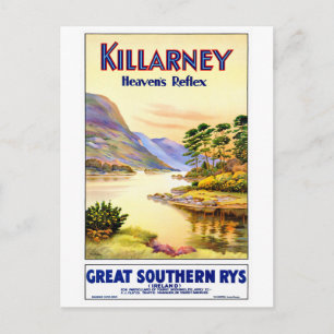 Cartão Postal Cartaz de Viagem Antigo Restaurado Killarney Irlan