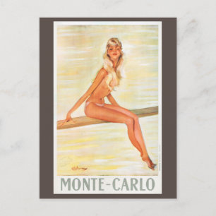 Cartão Postal Cartaz de Viagem Antigo Restaurado Monte-Carlo Môn