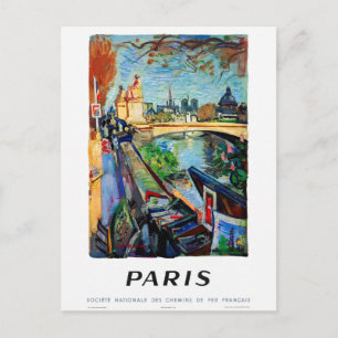 Cartão Postal Cartaz de Viagem Antigo Restaurado Paris França